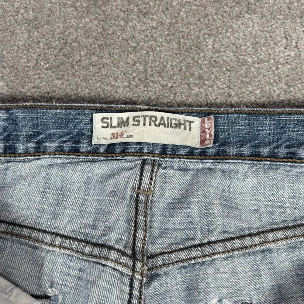 Levis 514 Jeans Mens 33x32 Slim Straight Fit Light Wash Blue Denim Cotton Y2K